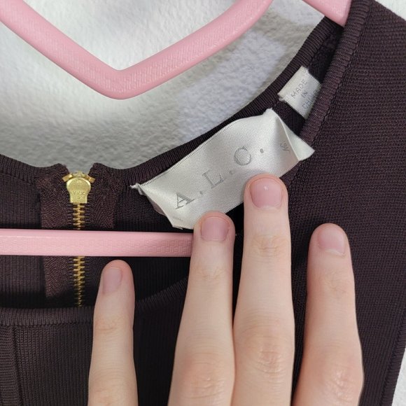 A.L.C. Bastien Burgundy Peplum Knit Top Zip Shape Corset Flare Slink Size XS - Picture 4 of 6